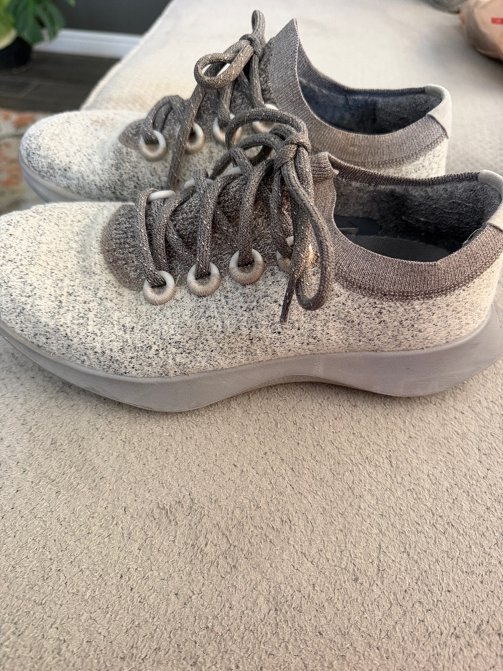 allbirds Wool Runners in Heathered Gray and Cream